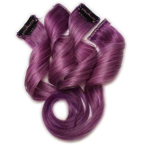 Double Drawn Remy Clip in Human Hair Extensions Colored Intense Purple - Picture 4 of 4